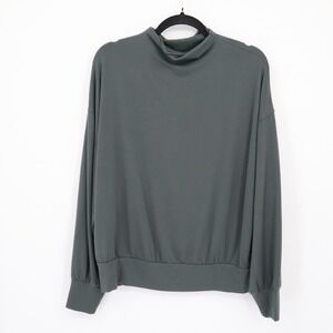 Tavi Sweatshirt Womens L‎ Olive Green Mock Neck Long Sleeve Pullover Gym Workout